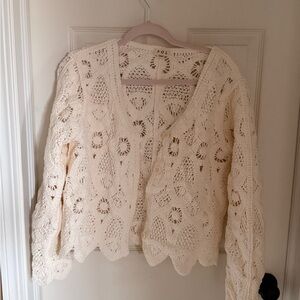NWOT POL Women's Ivory Crochet Cardigan
